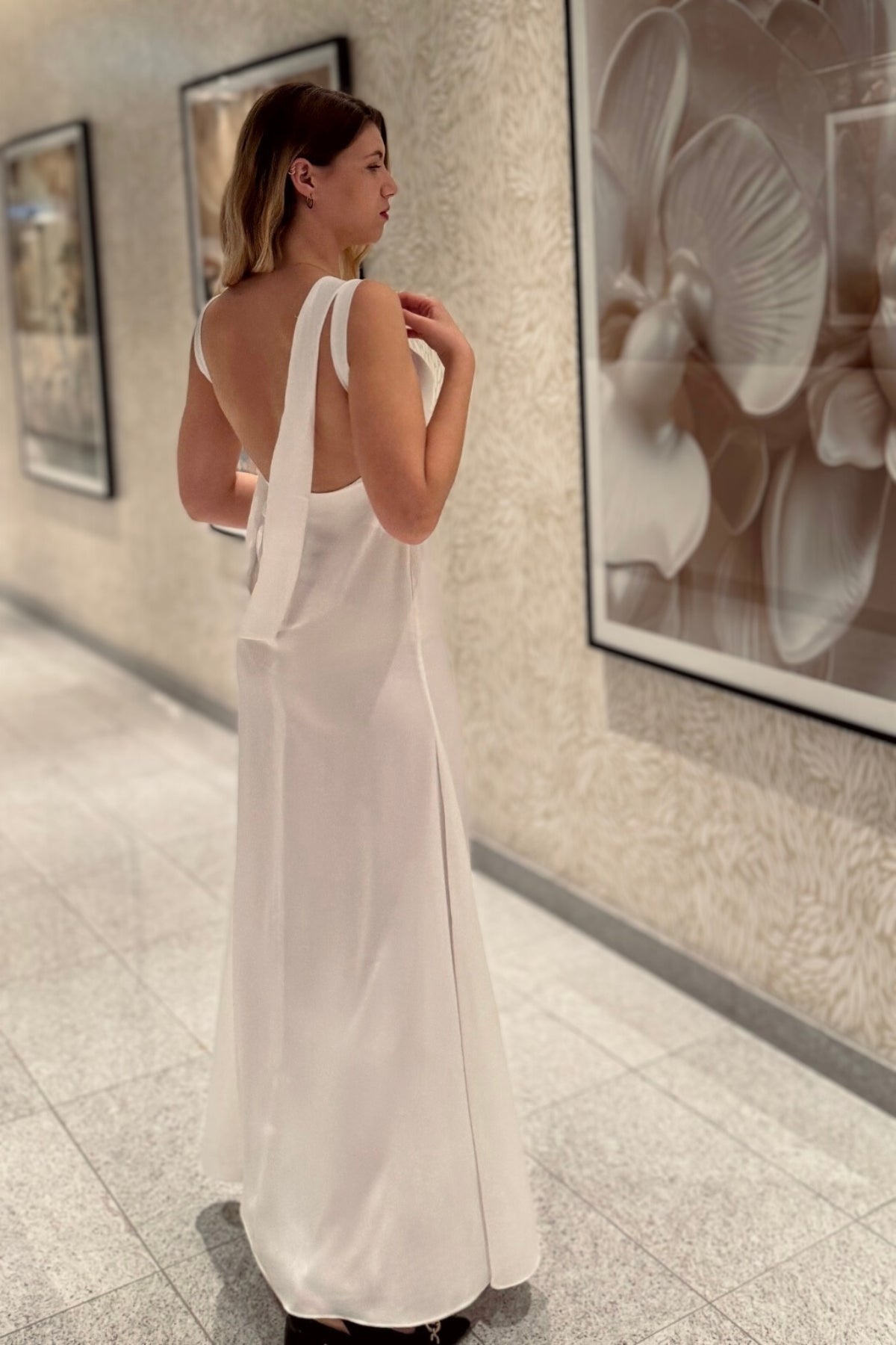 Eva Open Back Crepe Maxi Dress