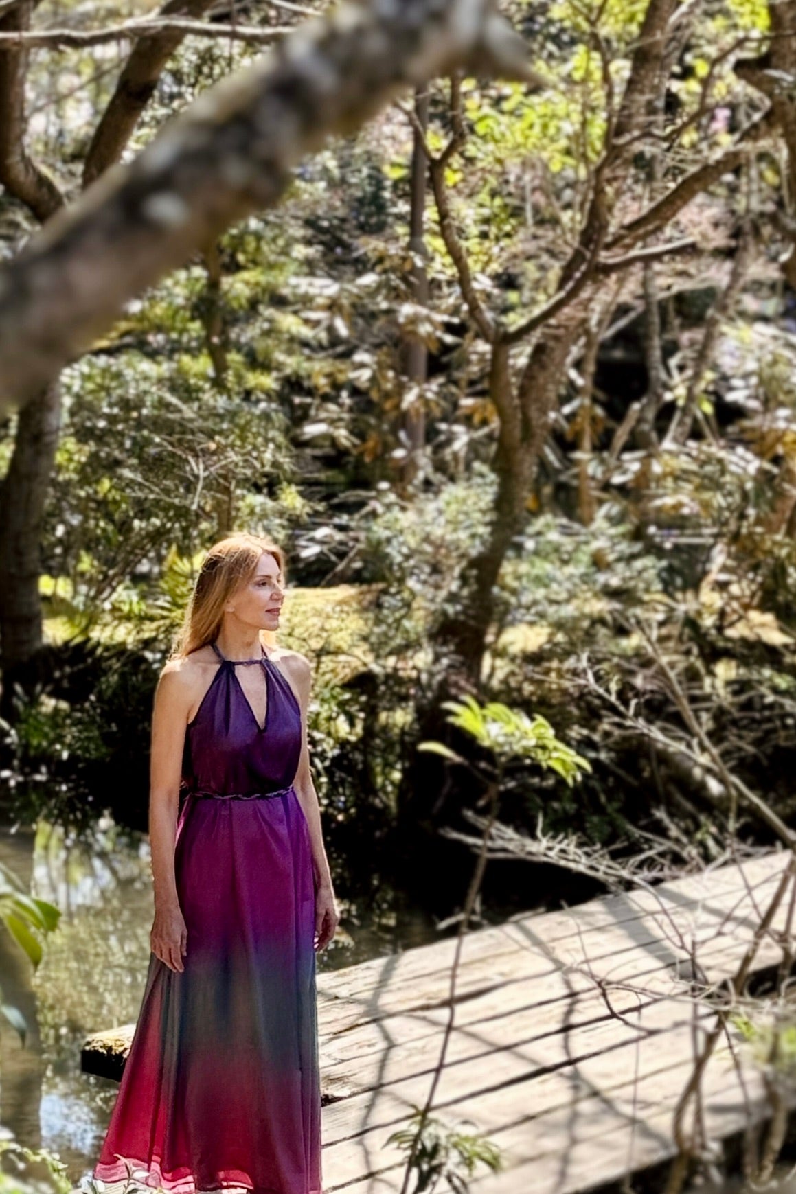 Violet Sunset Maxi Satin Dress