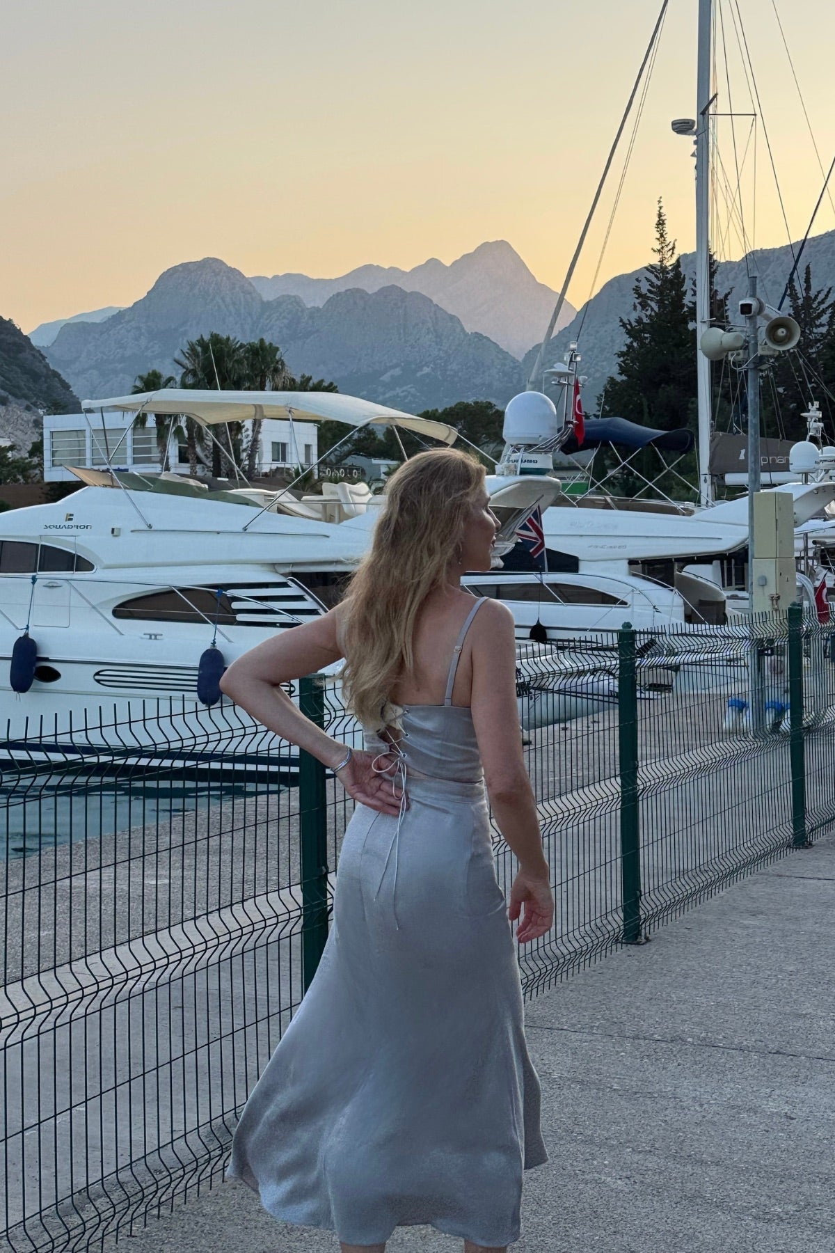 SILVER BAMBOO SLIP SKIRT