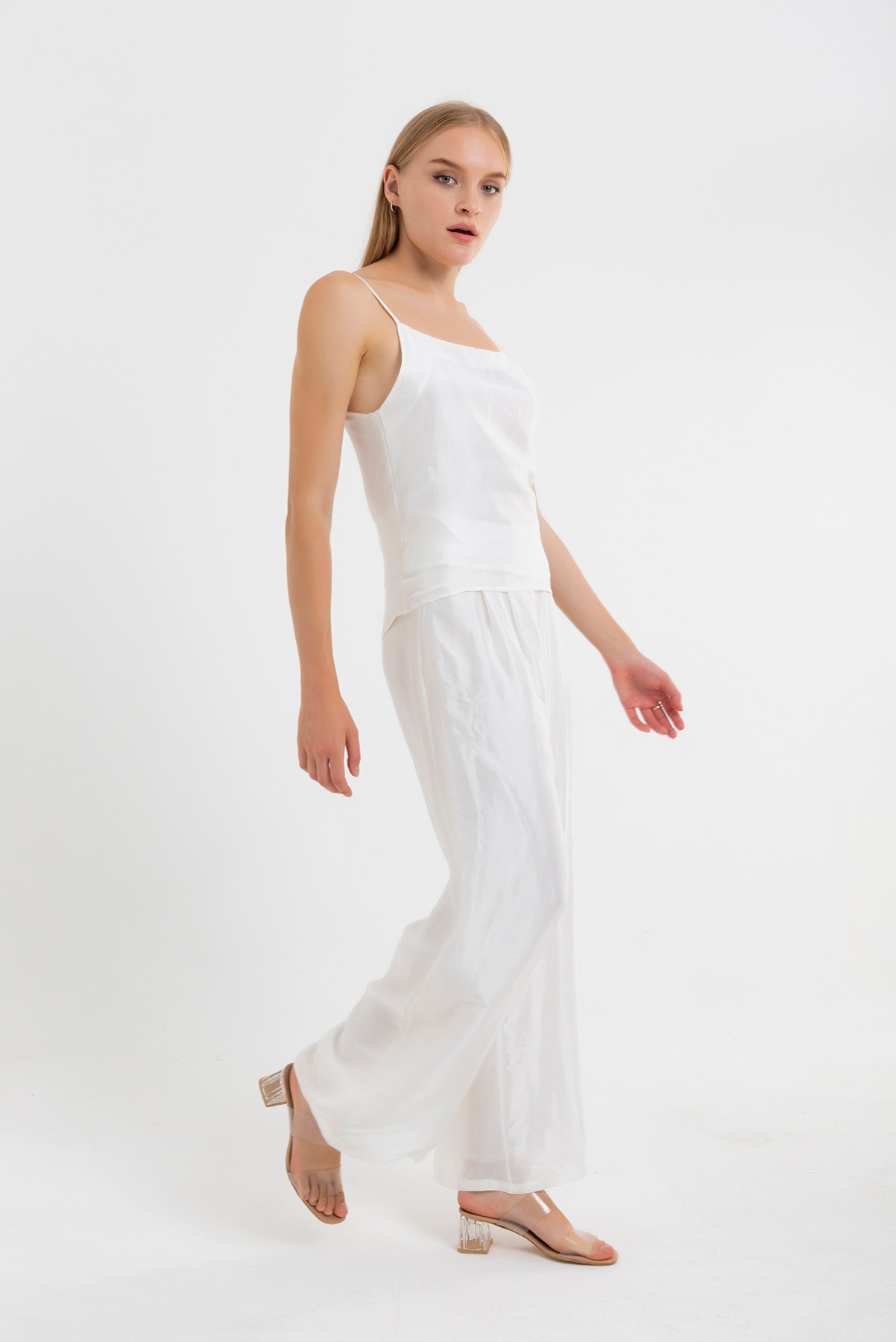 White Pure Silk Trousers