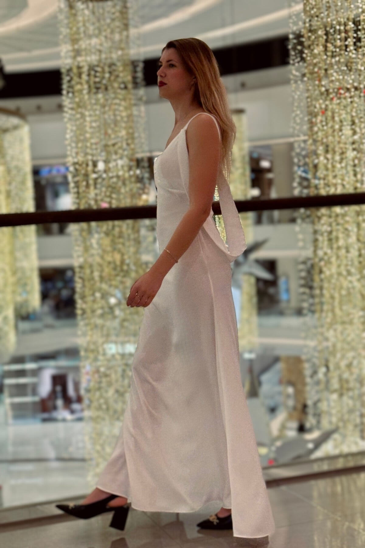 Eva Open Back Crepe Maxi Dress