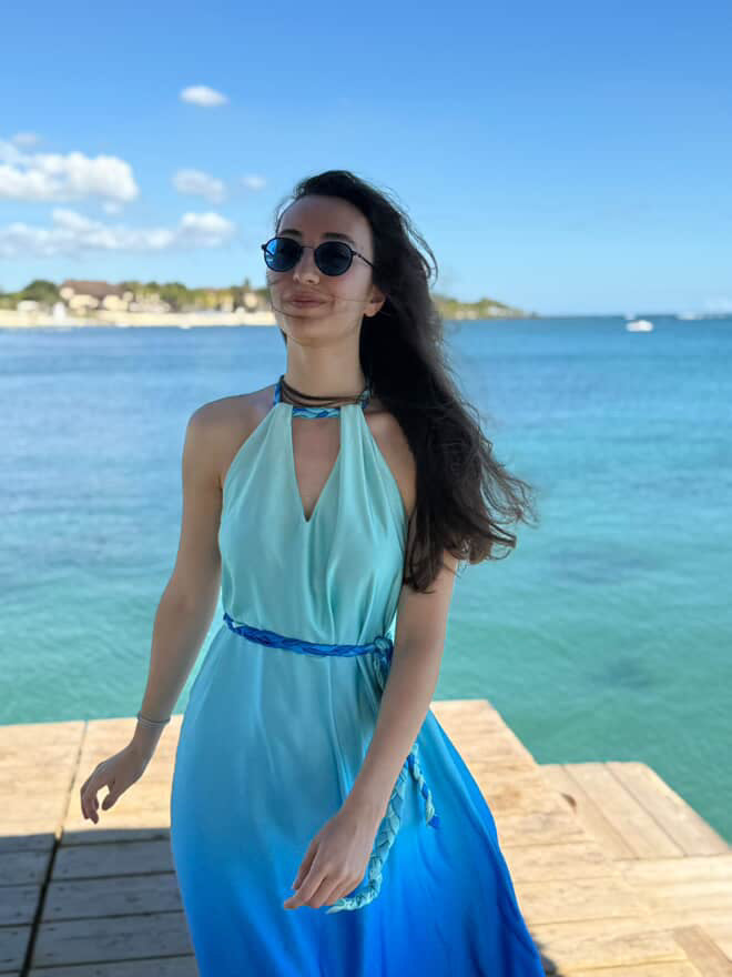 Ocean Breeze Satin Maxi Dress