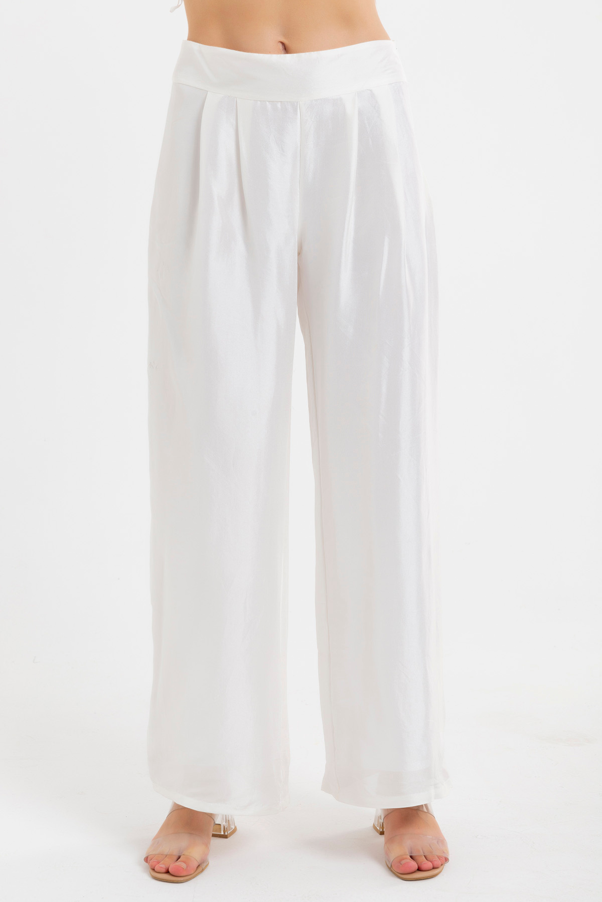 White Pure Silk Trousers