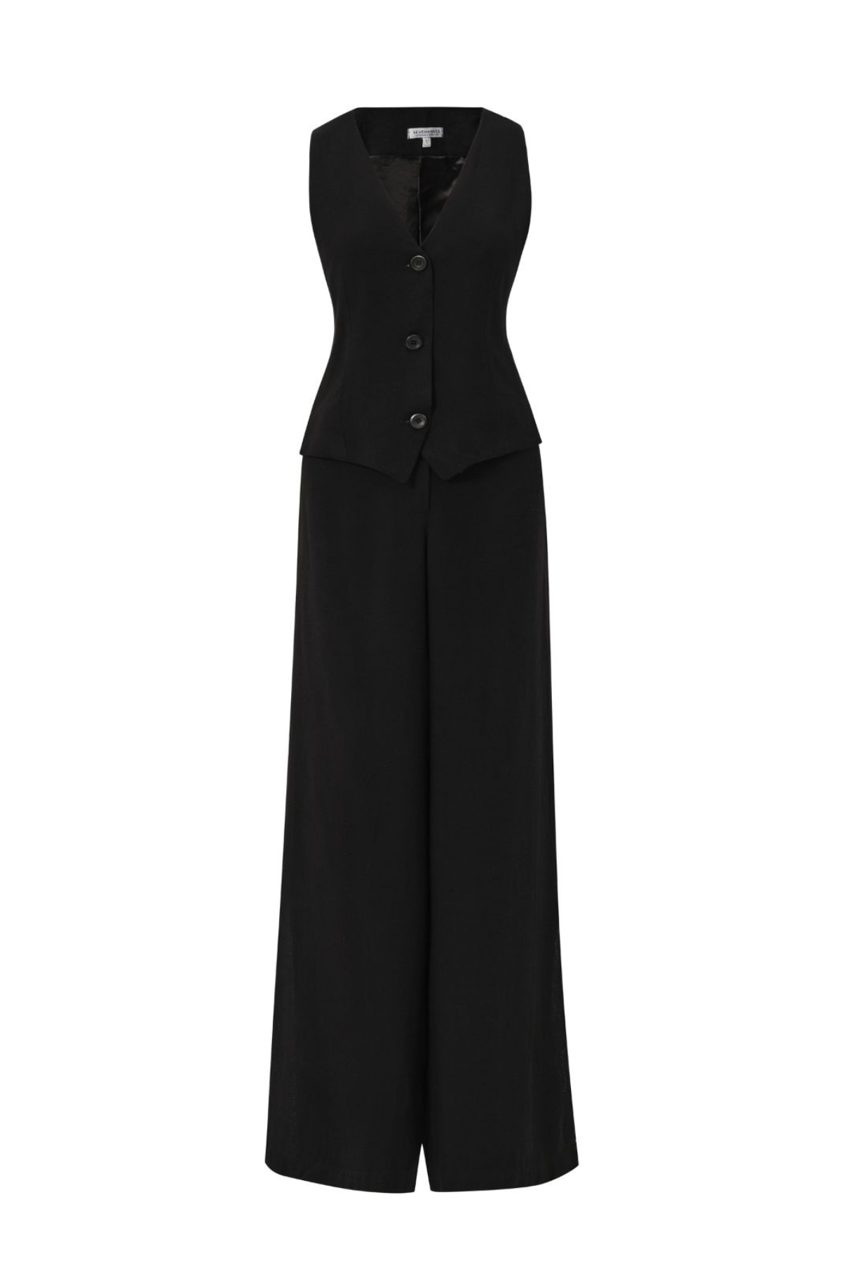 Milano Black V-Neck Linen Waistcoat