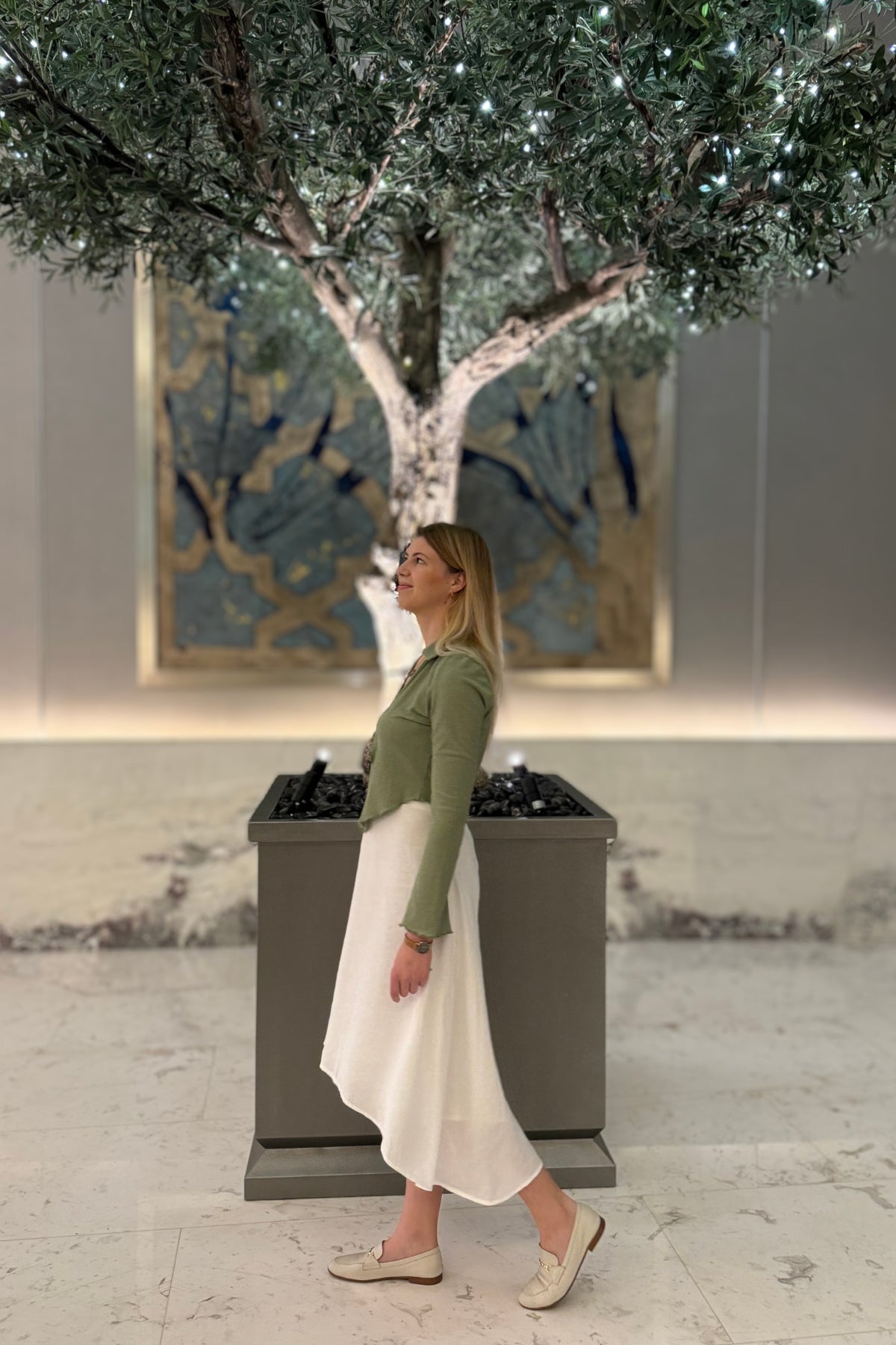 Luna Flow White Cotton Crepe Skirt