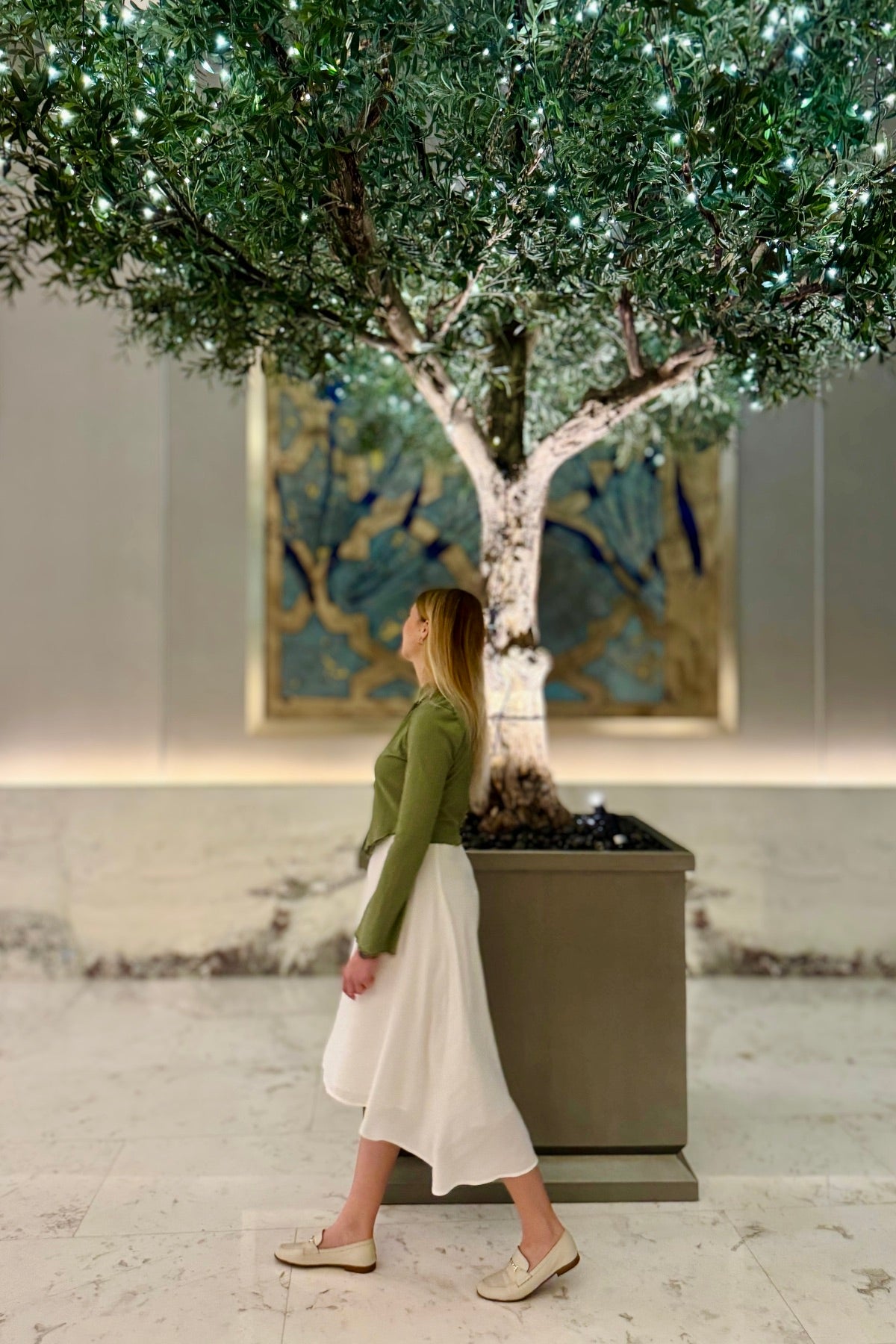 Luna Flow White Cotton Crepe Skirt