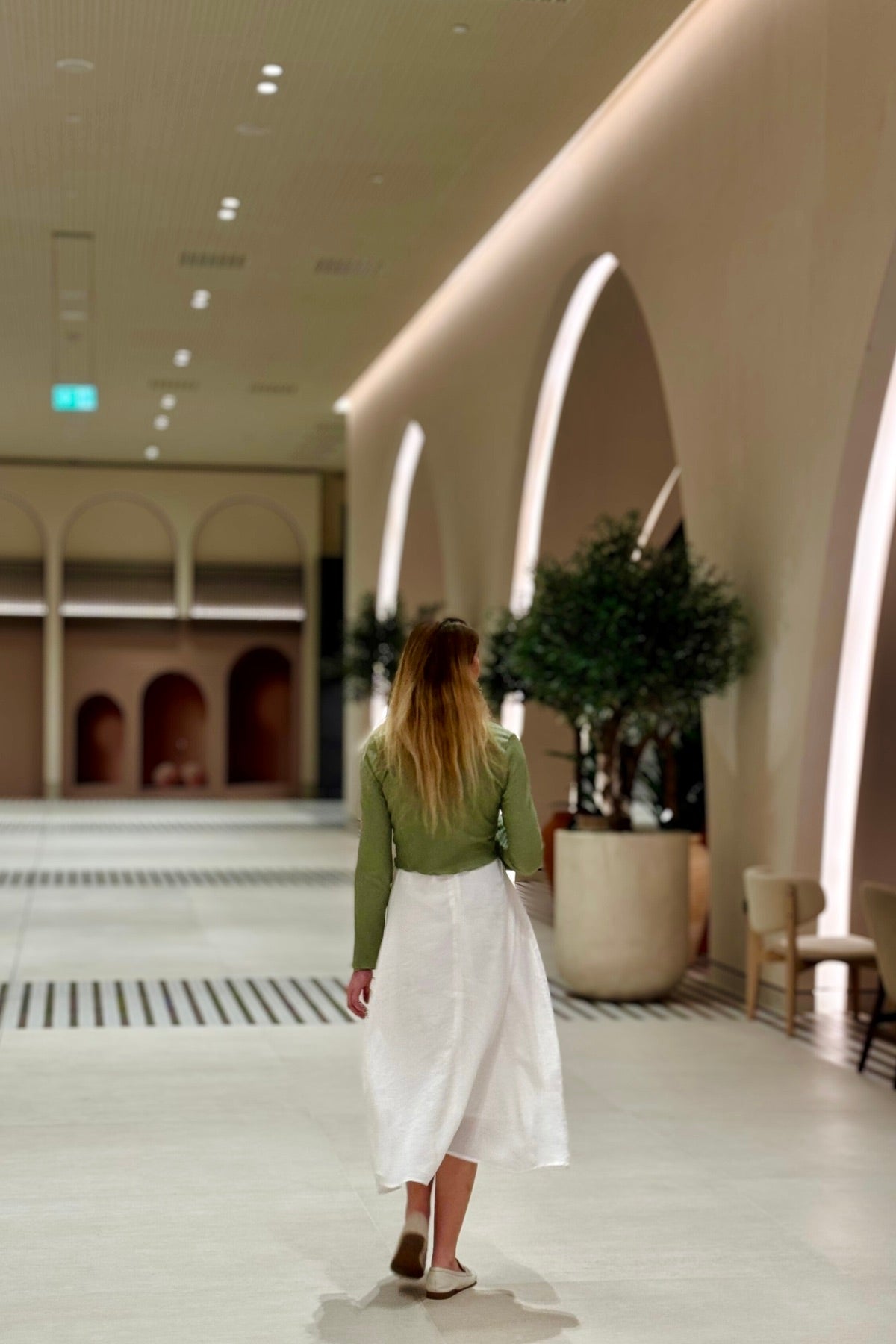 Luna Flow White Cotton Crepe Skirt