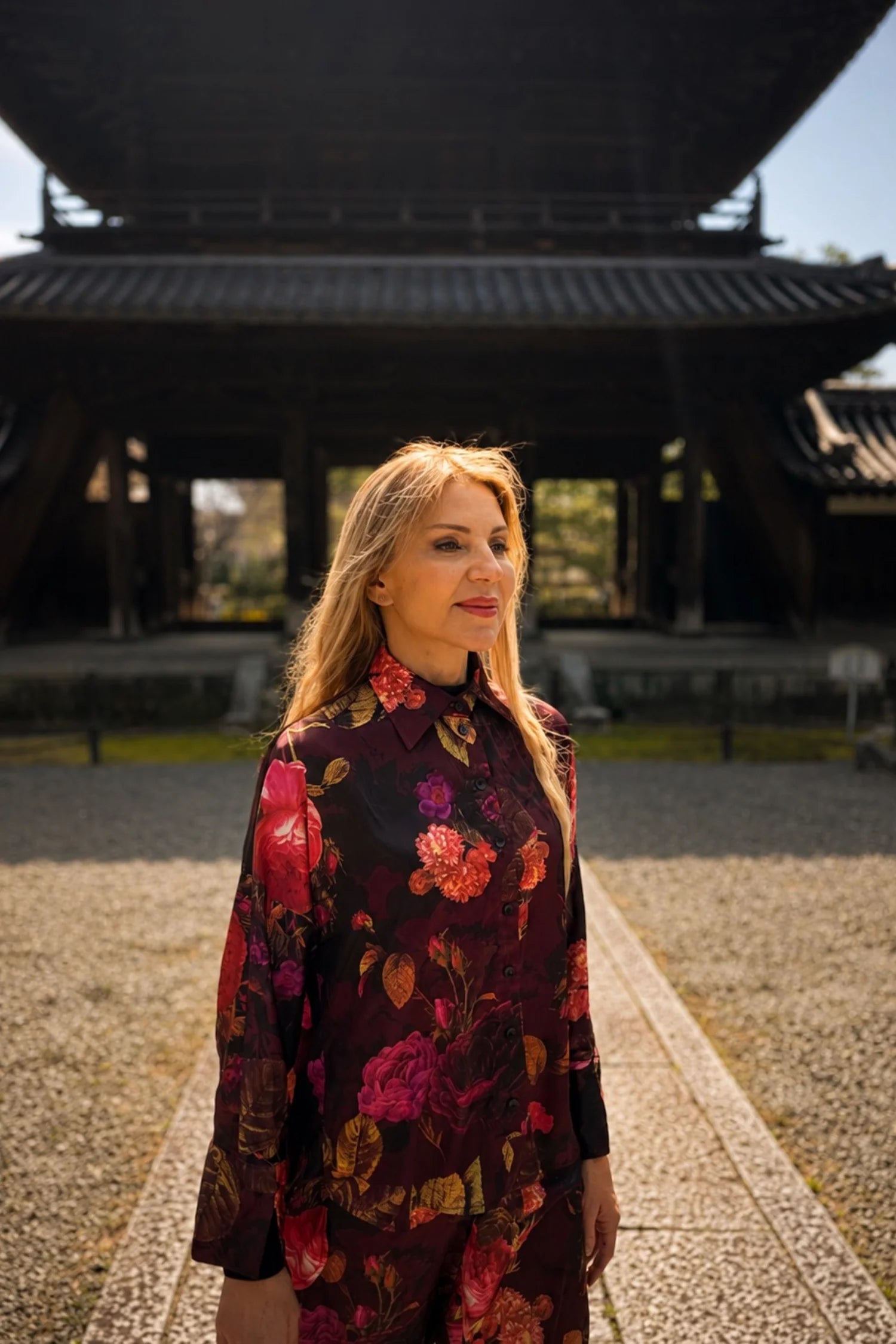 Nostalgic Bloom Satin Blouse