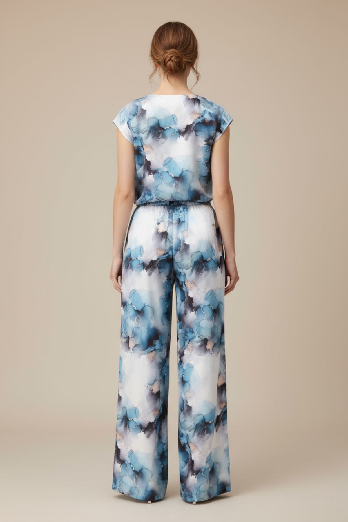 Golden Blue Pleated Trousers