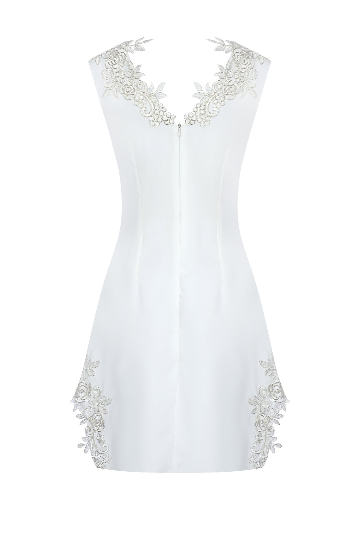 The White Silver Rose Embroidered Dress