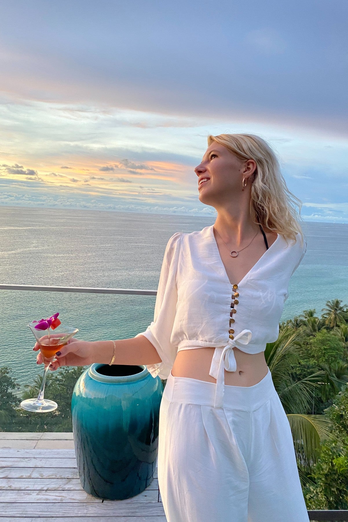 Gold Button Silk Blouse