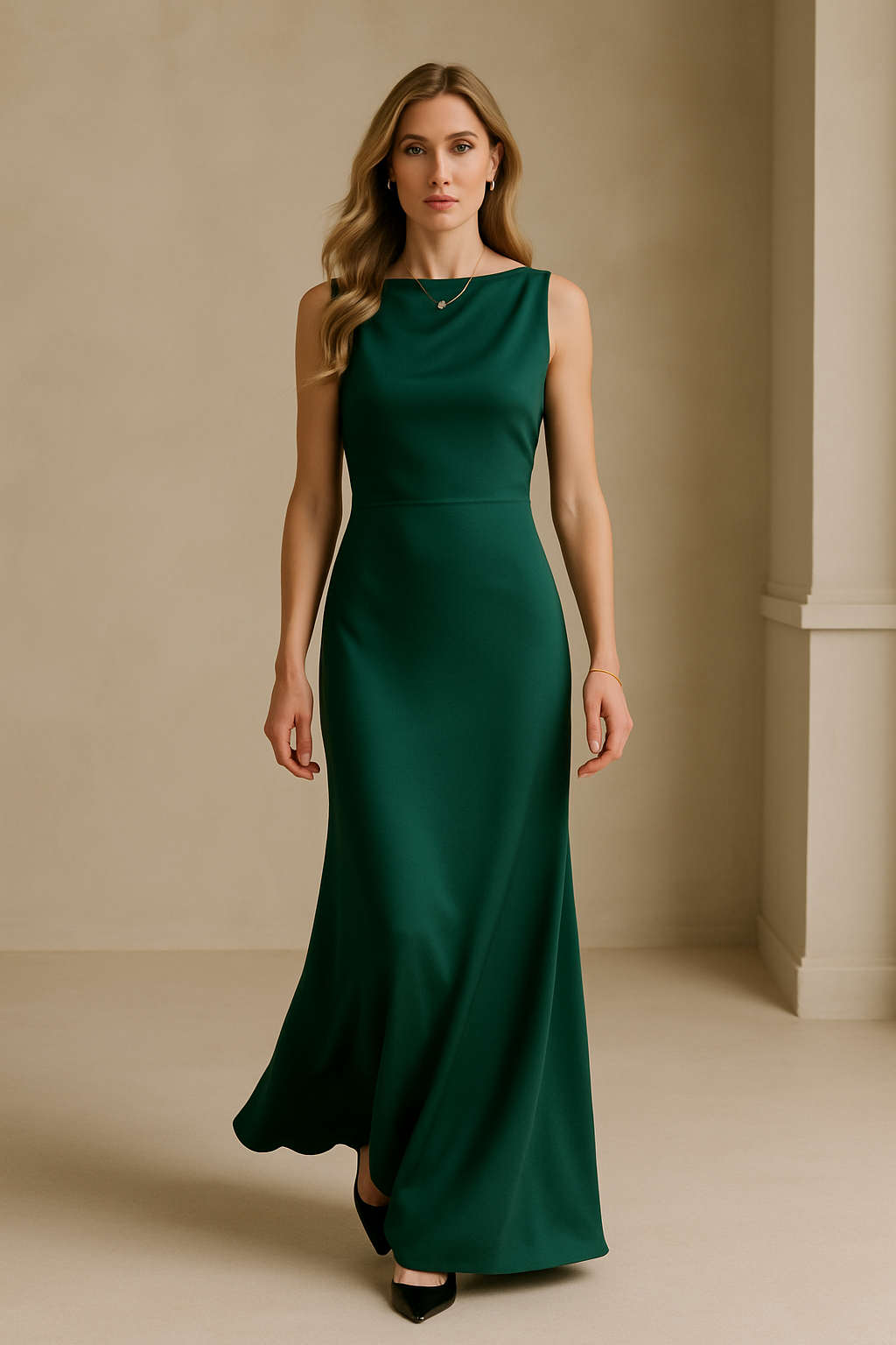 Emerald Green Crepe Dress
