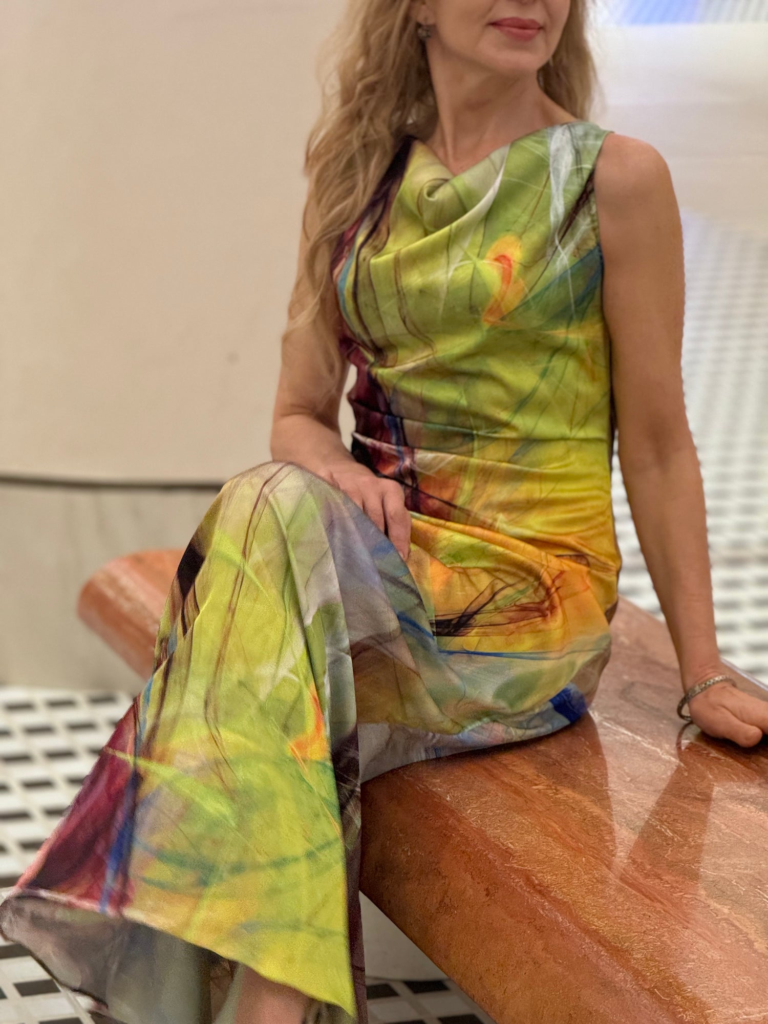 Dubai Synthwave Satin Dress