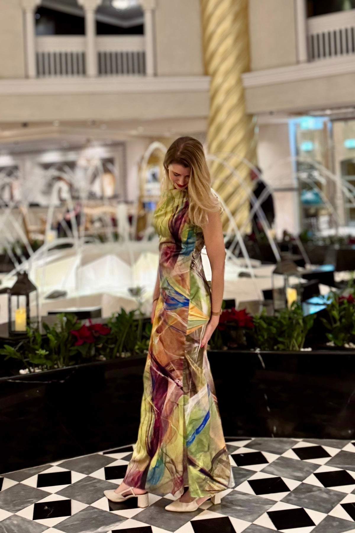 Dubai Synthwave Satin Dress