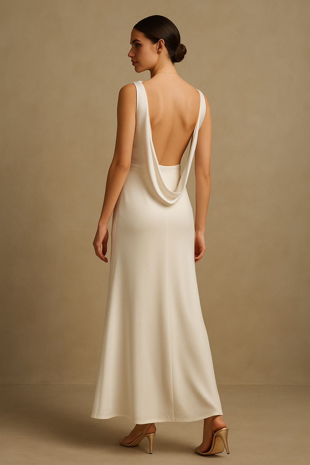 Eva Open Back Crepe Maxi Dress