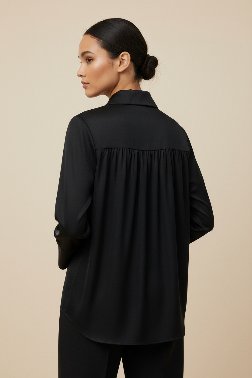 Noir Silky Satin Blouse