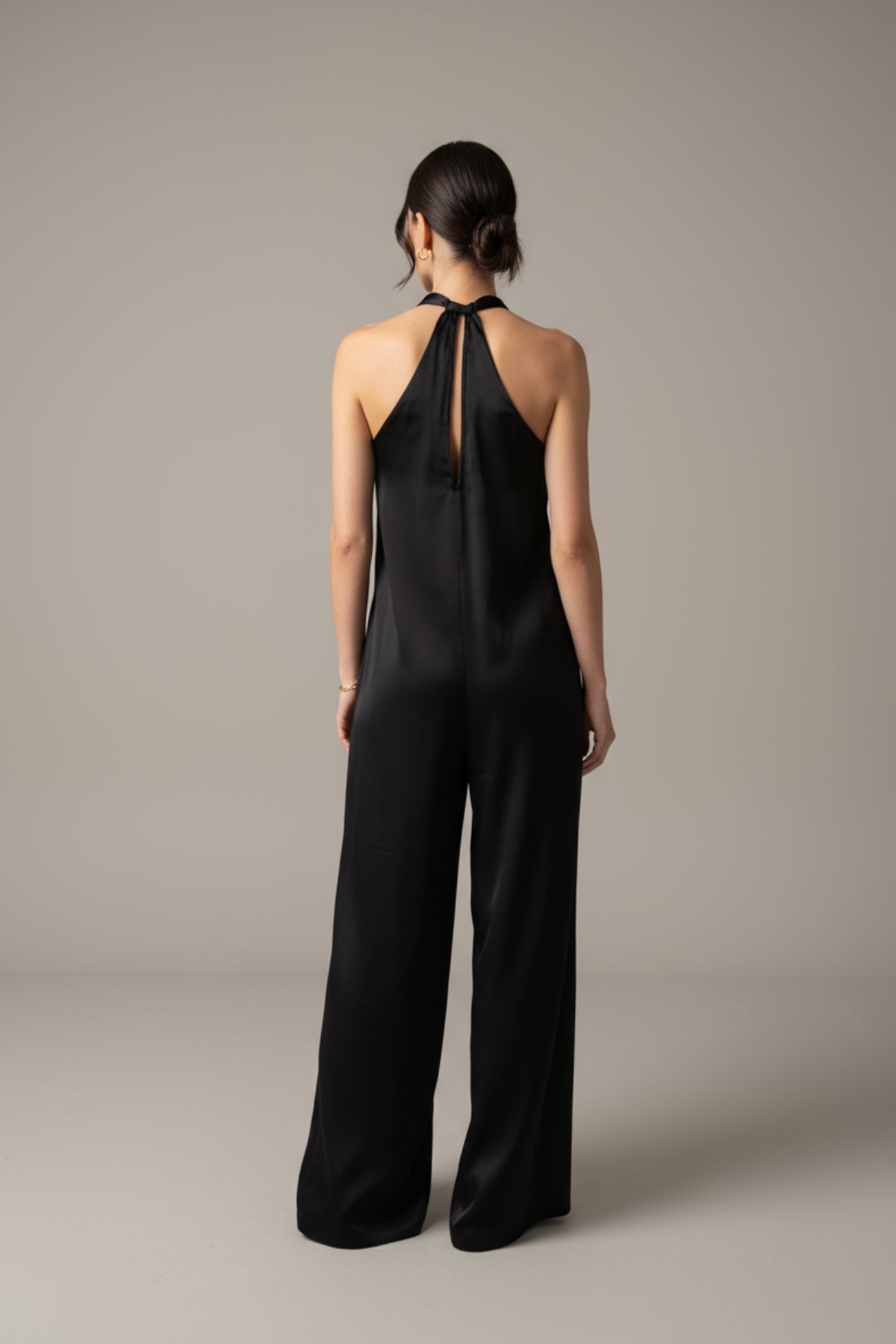 Noir Satin Halter Jumpsuit