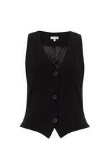 Milano Black V-Neck Linen Waistcoat