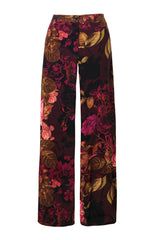 Nostalgic Bloom Wide-Leg Floral Crepe Cotton Trousers