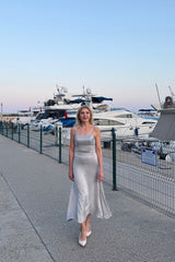 SILVER BAMBOO SLIP SKIRT