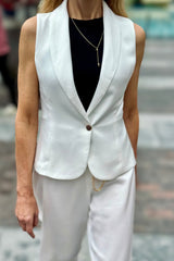 Marco Crepe Shawl Collar White Waistcoat