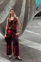 Nostalgic Bloom Satin V-Neck Waistcoat