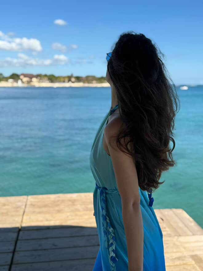 Ocean Breeze Satin Maxi Dress