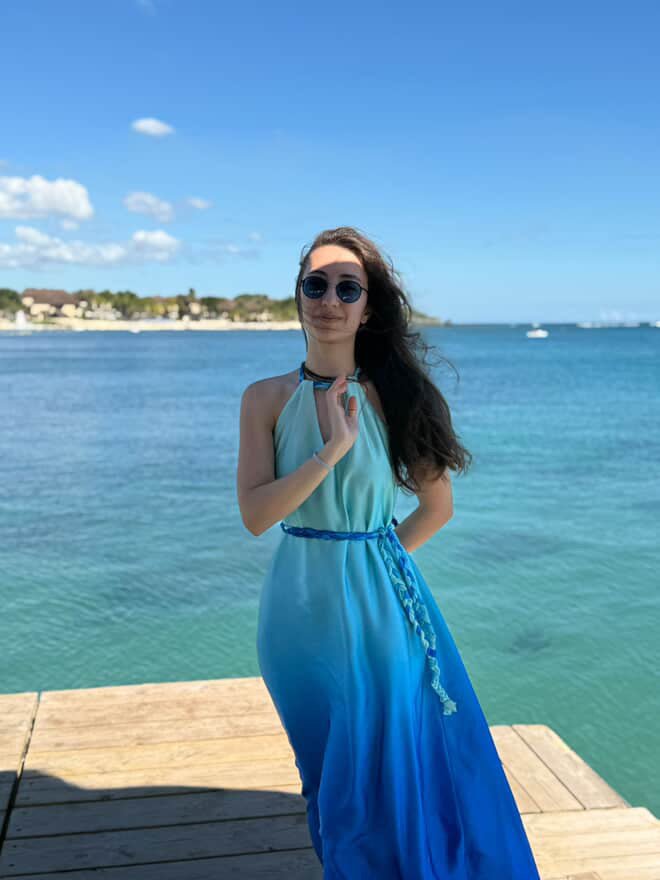 Ocean Breeze Satin Maxi Dress