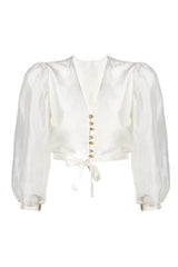 Gold Button Silk Blouse