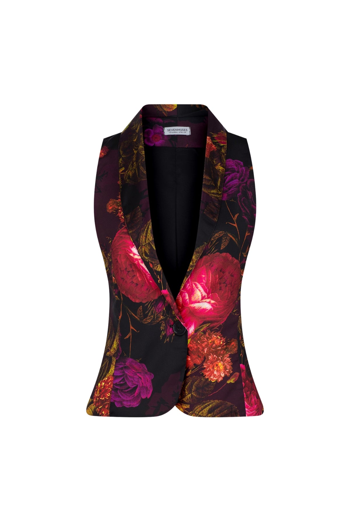 Nostalgic Bloom Satin V-Neck Waistcoat