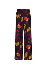 Nostalgic Bloom Wide-Leg Satin Trousers