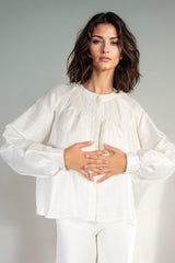Ruched Silk Blouse