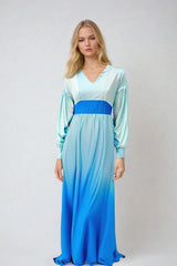 Azure Blue Maxi Satin Dress