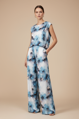 Golden Blue Pleated Trousers