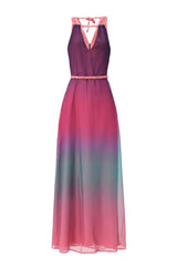 Violet Sunset Maxi Satin Dress