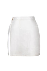 White Slit Pure Silk Skirt
